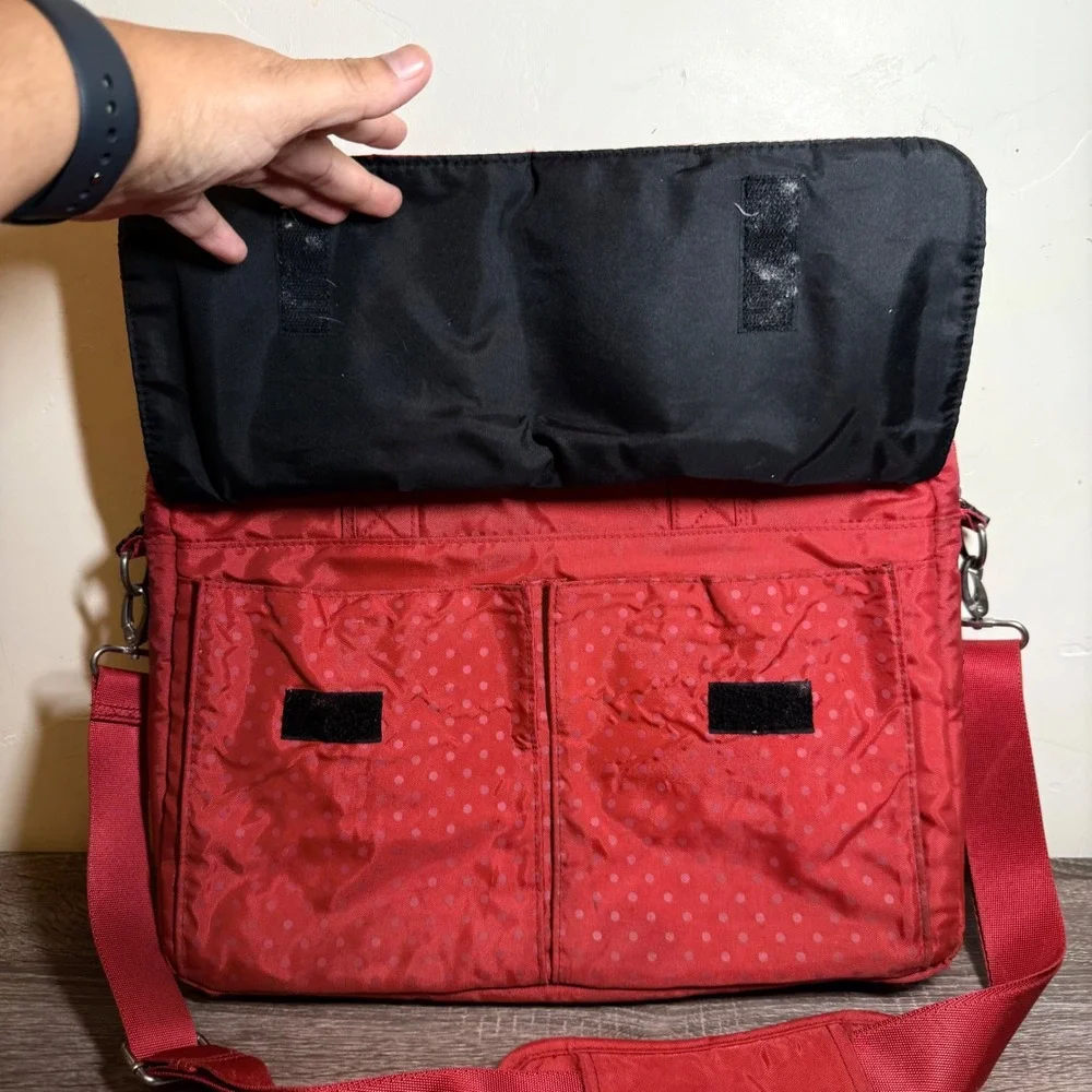 Y2K Sanrio Hello Kitty Laptop Messenger Bag Polka Dot Graphic Red
